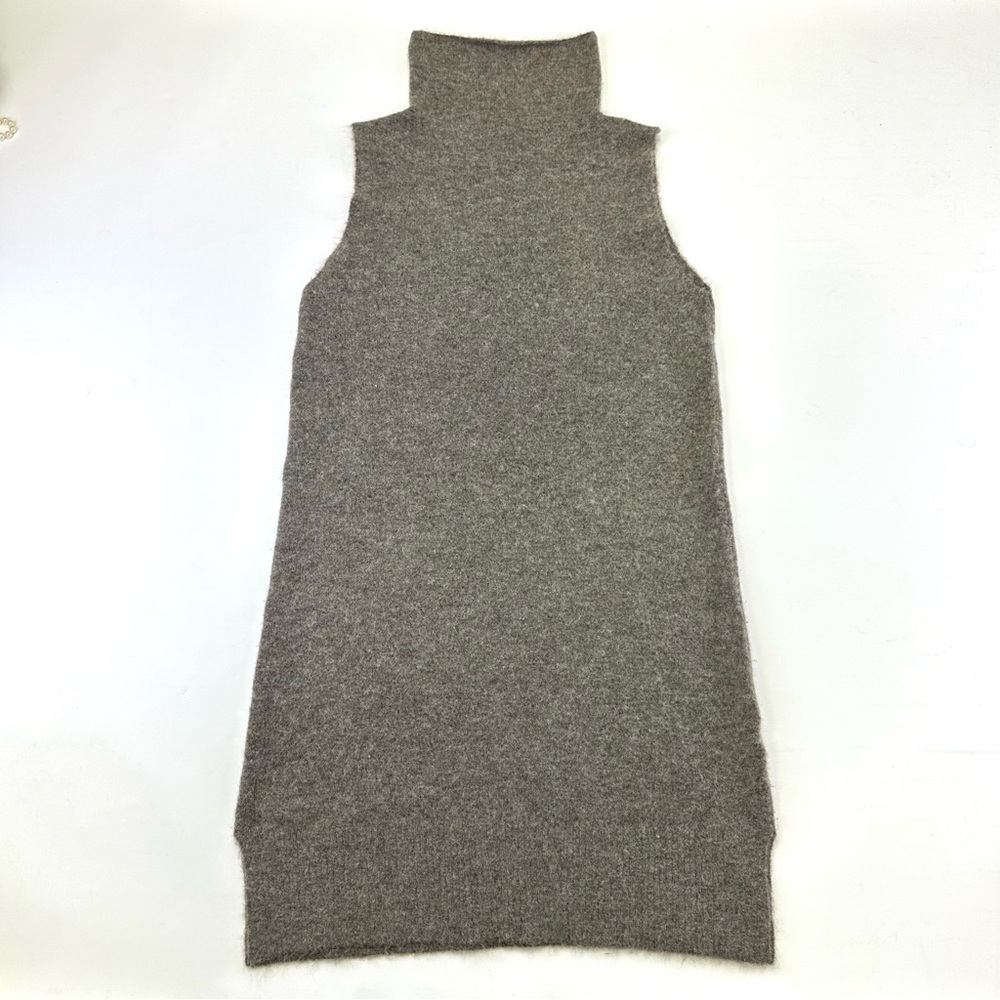 Funnel neck alpaca sweater dress Large Aritzia Wilfred Moldovan taupe Italian